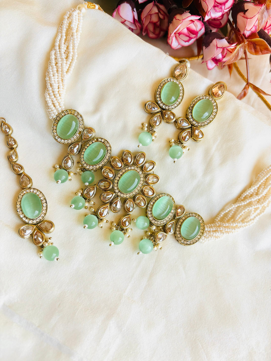Pastel Green Kundan Choker Set