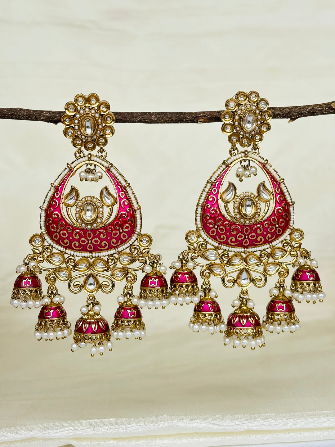 Pink Meenakari Heeramandi Earrings
