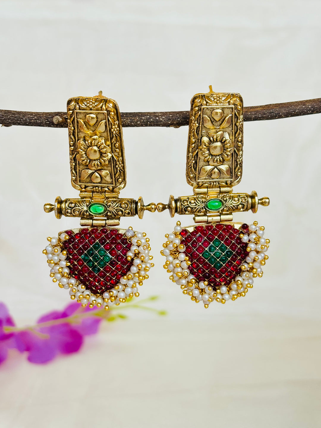 Jadau Kundan Antique Earrings