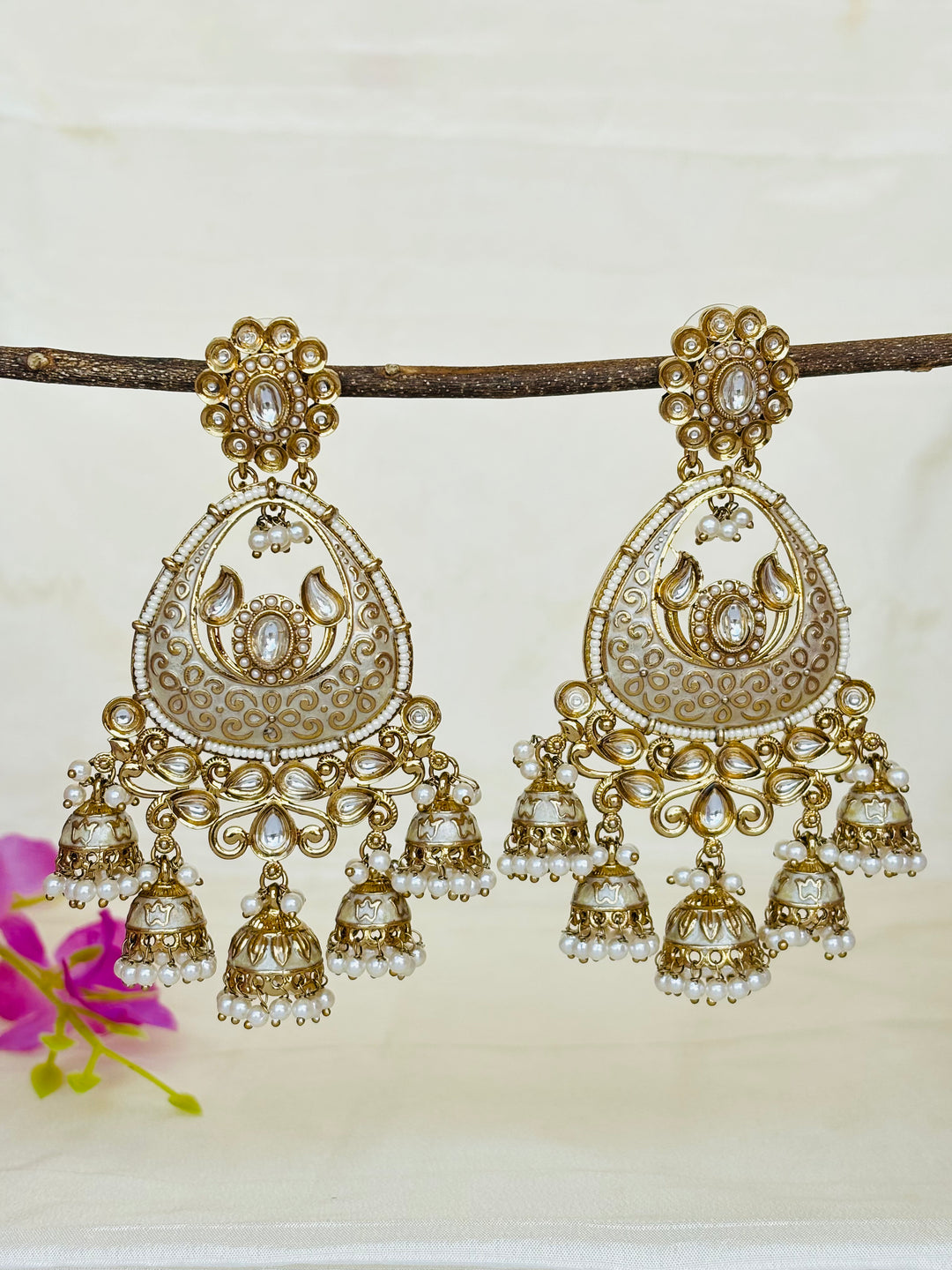Ivory Meenakari Heeramandi Earrings