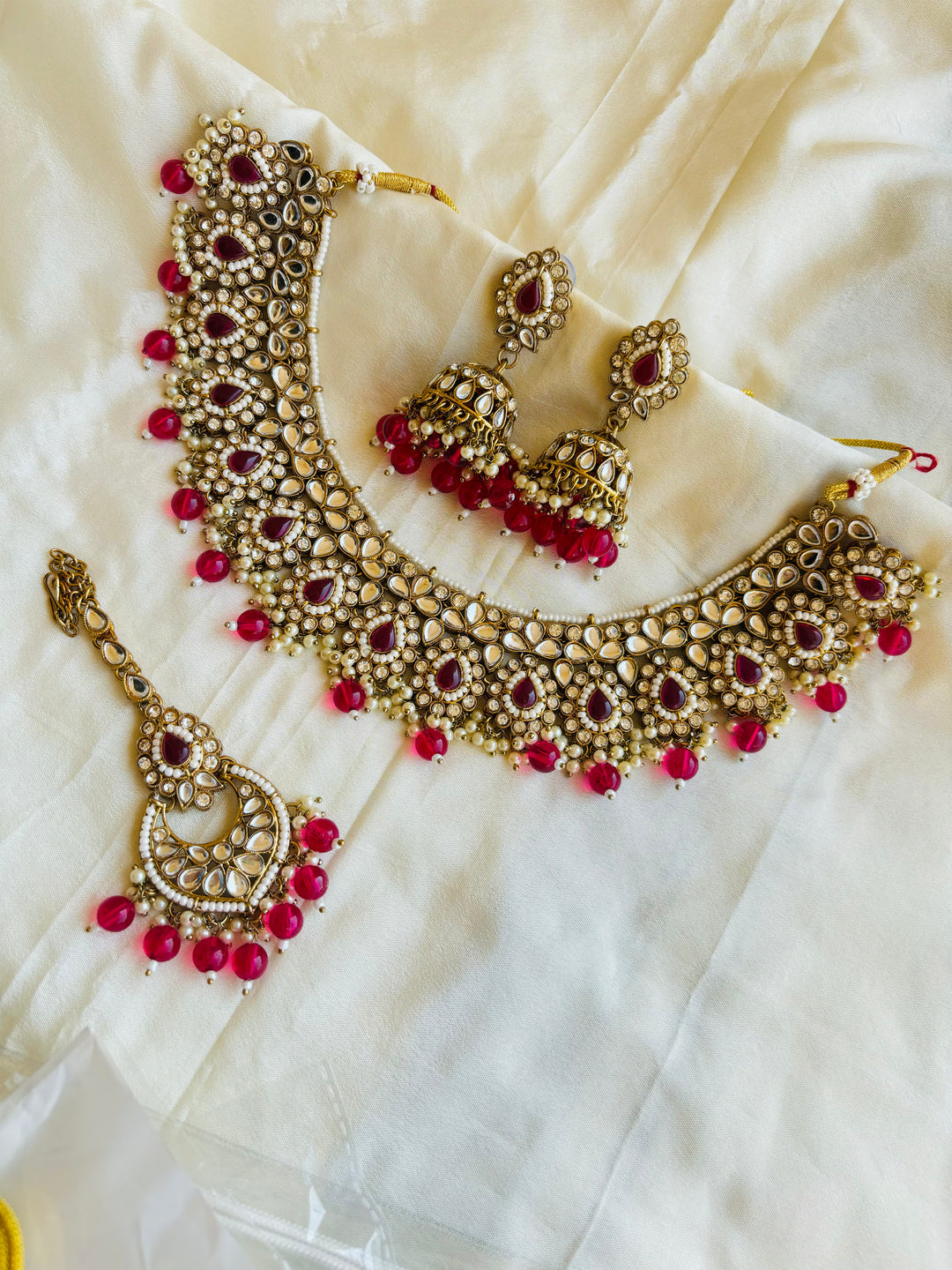 Pink Kundan Necklace Set