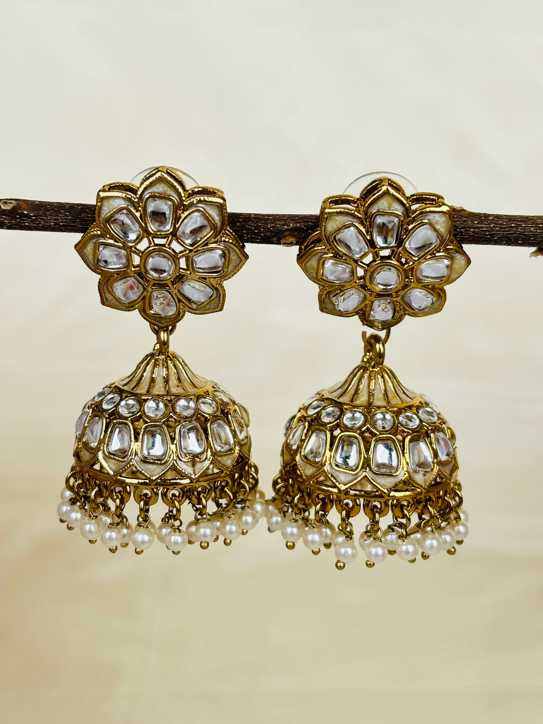 Ivory Kundan Jhumkas
