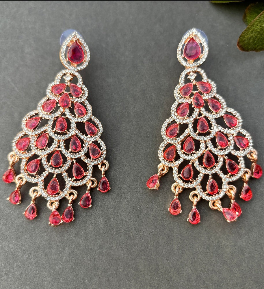 Pink american diamond earrings