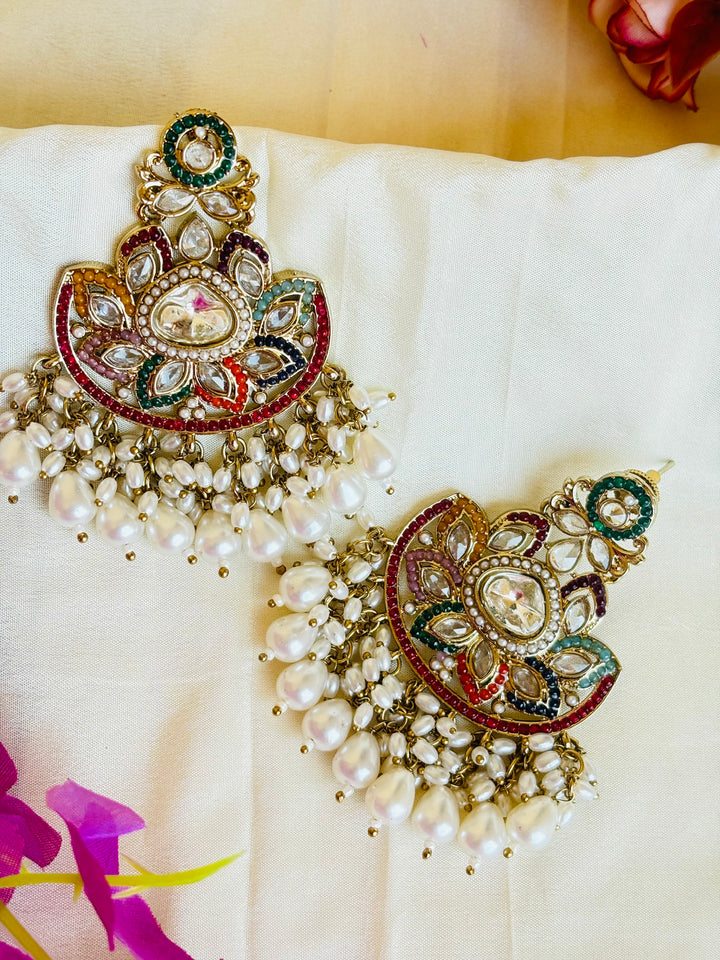 Multicoloured Kundan Earrings