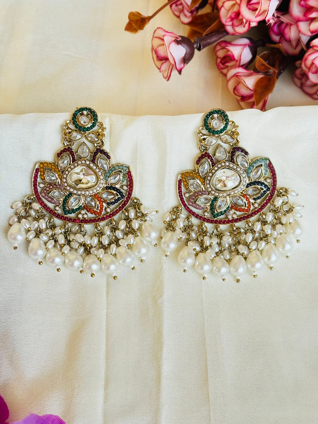 Multicoloured Kundan Earrings