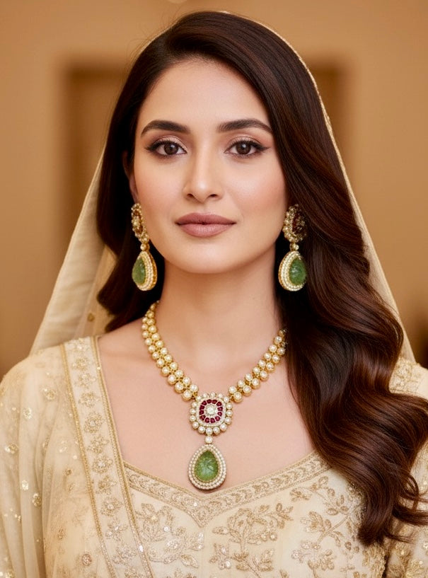Mint Kundan Kemp Set