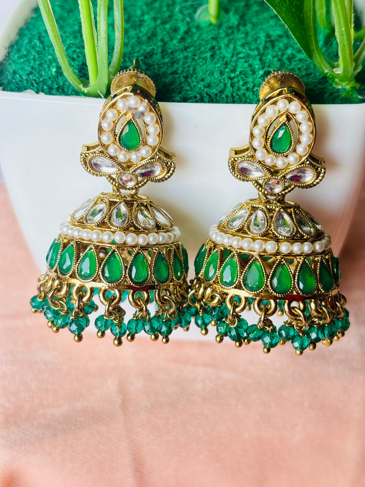 Turquoise Kundan Jhumkas