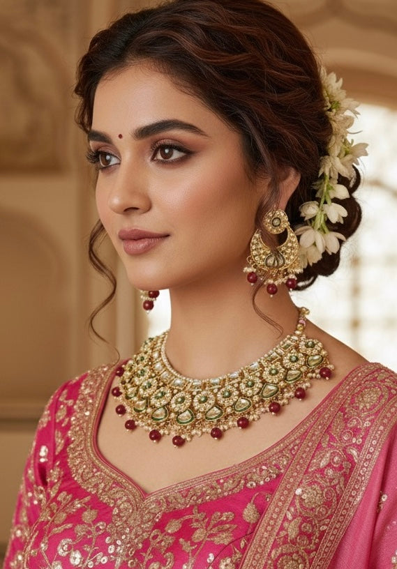 Ruby Jodha Kundan Necklace Set
