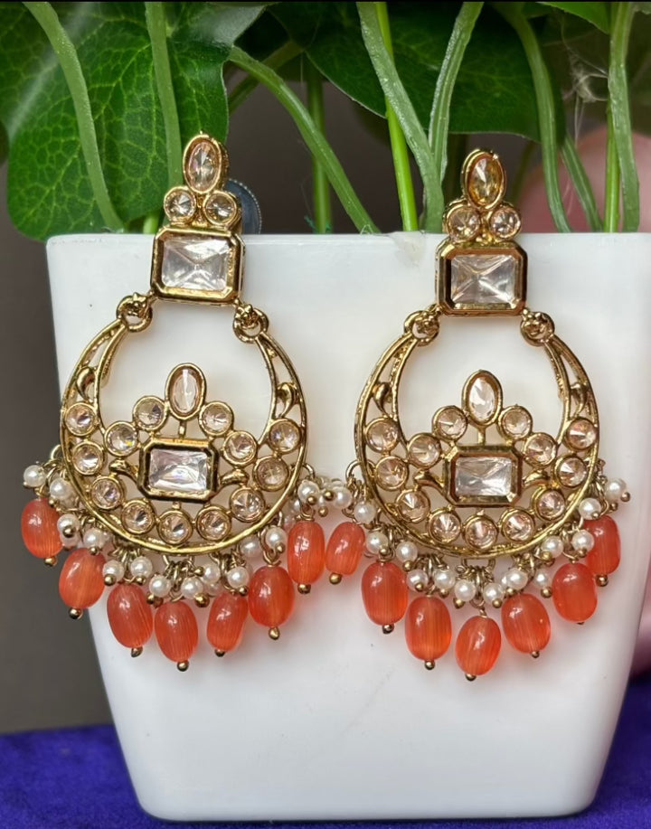 Coral Kundan Chandbalis