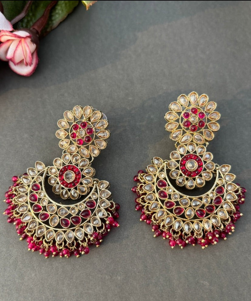 Rani Pink American Diamond Chandbalis