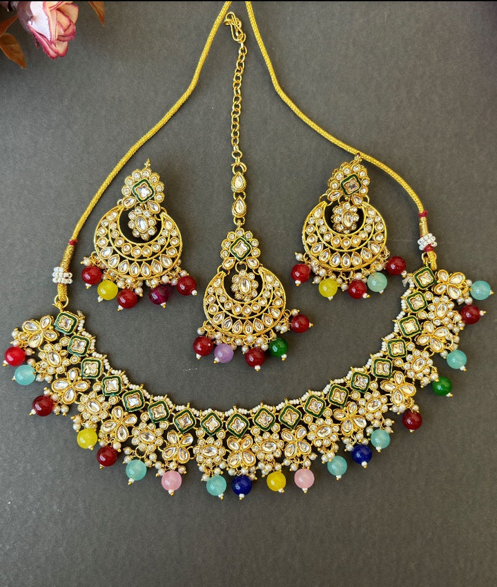 Multi colour Kundan Necklace set