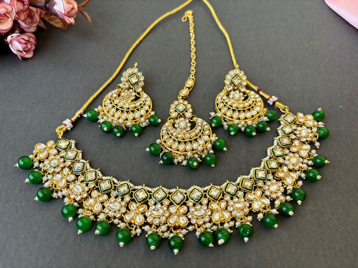 Emerald Kundan Necklace set