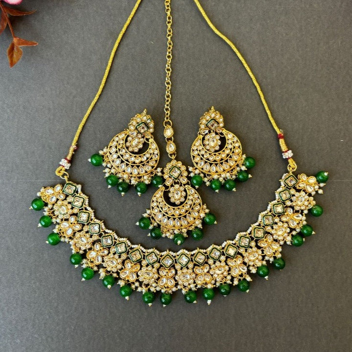 Emerald Kundan Necklace set