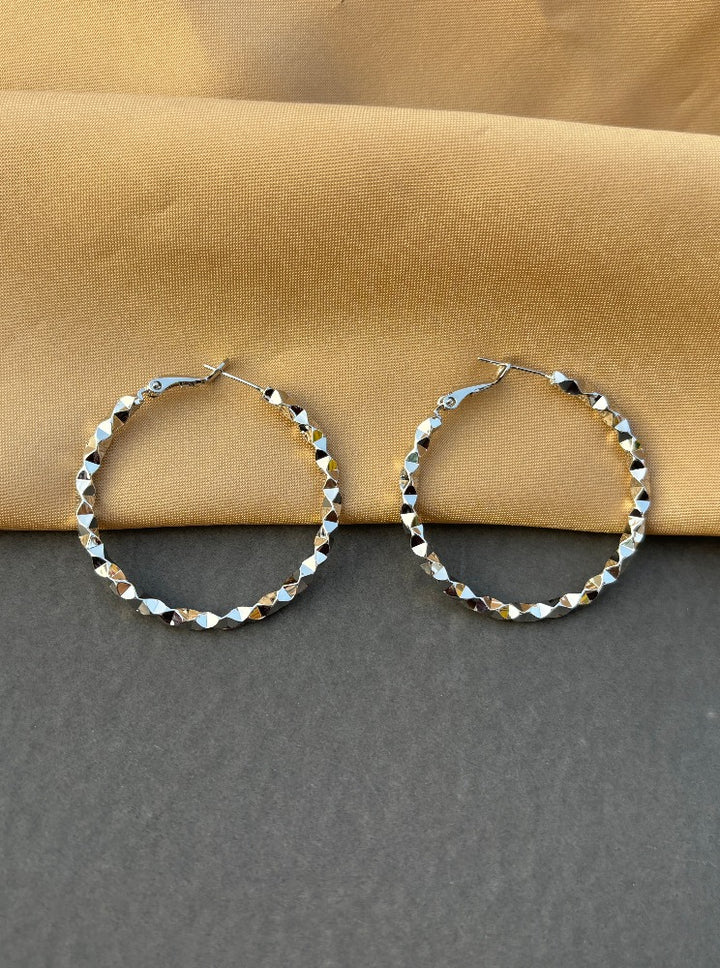 Silver curled Hoops