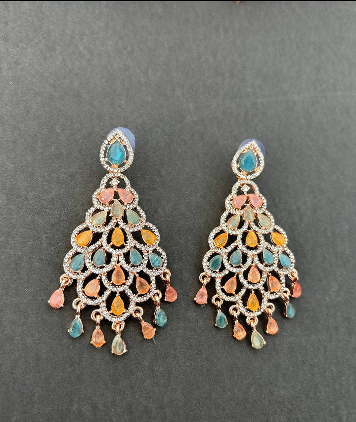 Multi coloured American Diamond Earrings