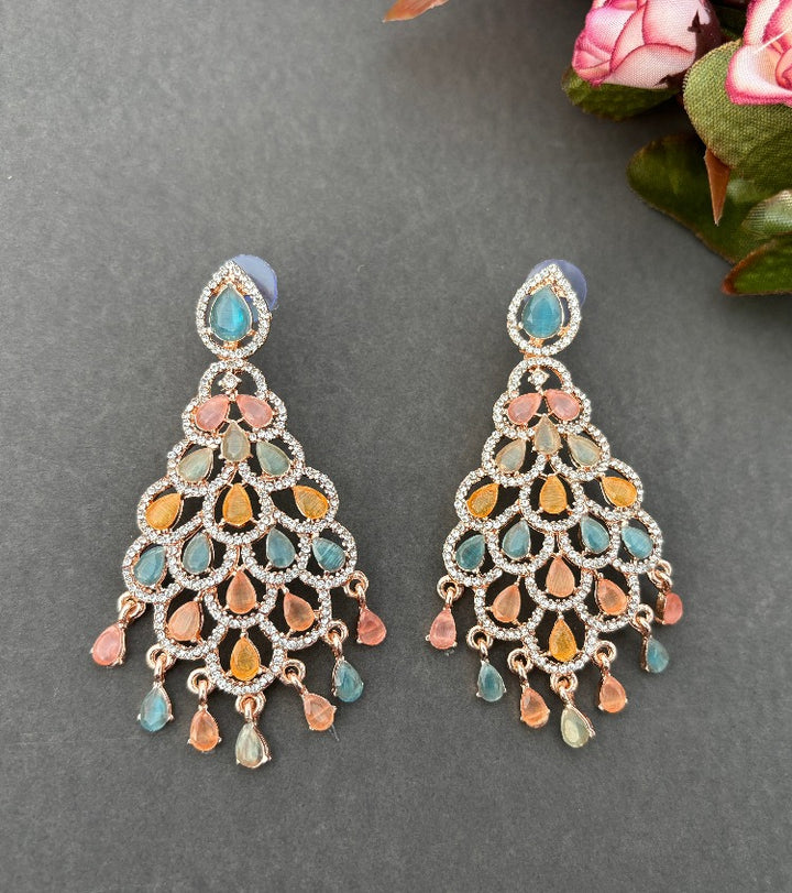 Multi coloured American Diamond Earrings