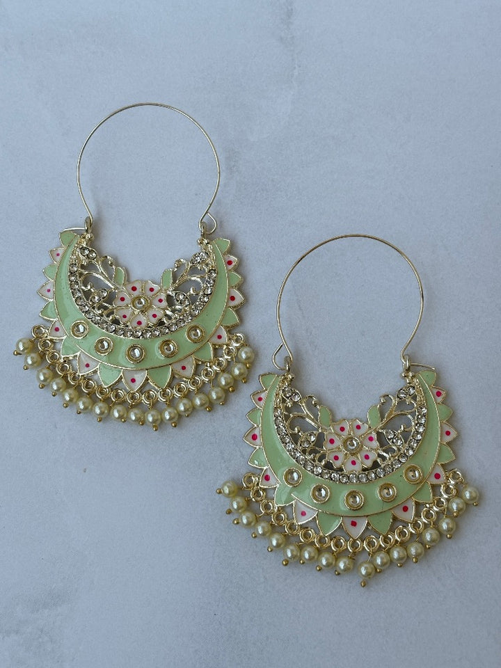 Light Green Meenakari Hoops