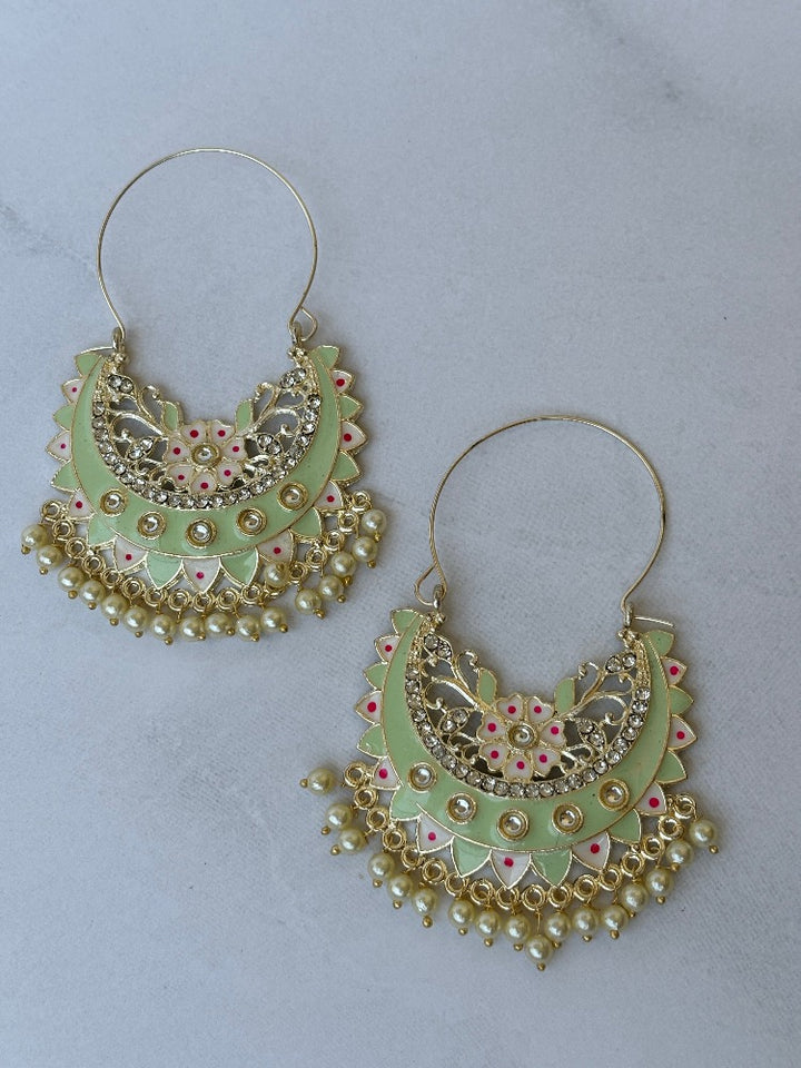 Light Green Meenakari Hoops