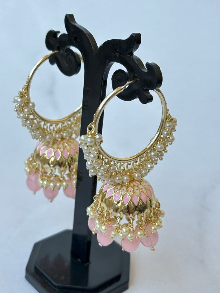 Baby Pink Ring Jhumkas