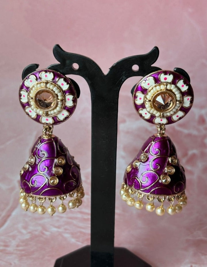 Violet Meenakari Jhumkas