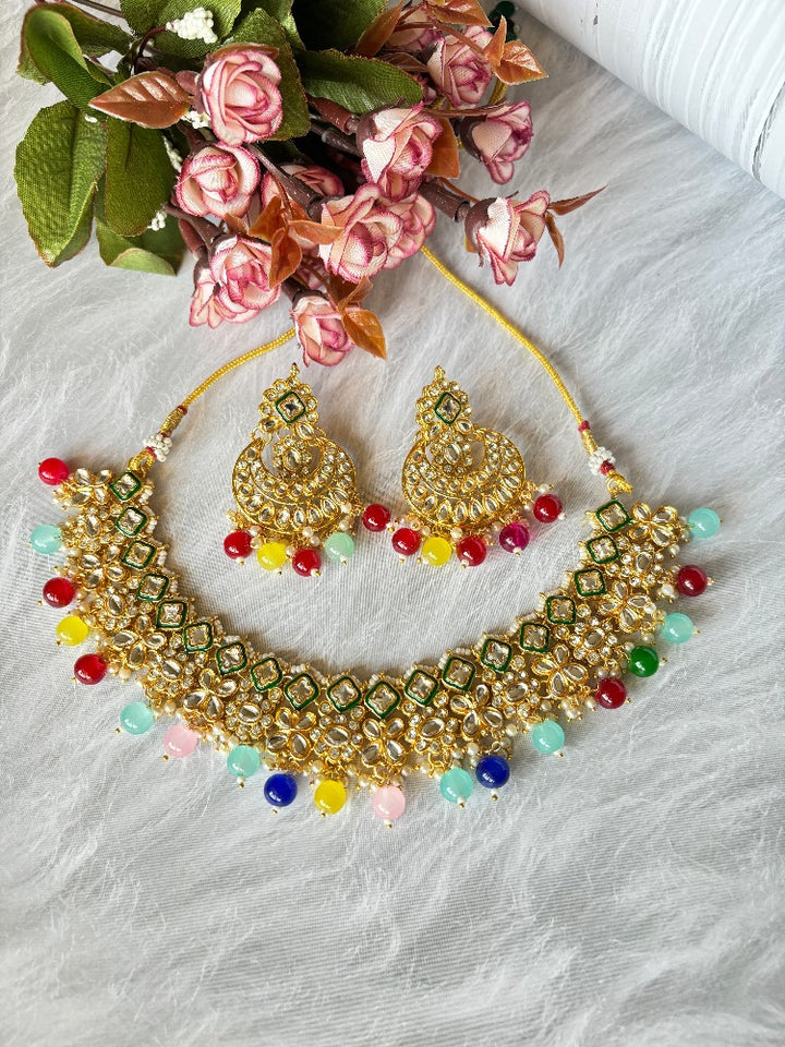 Multi colour Kundan Necklace set