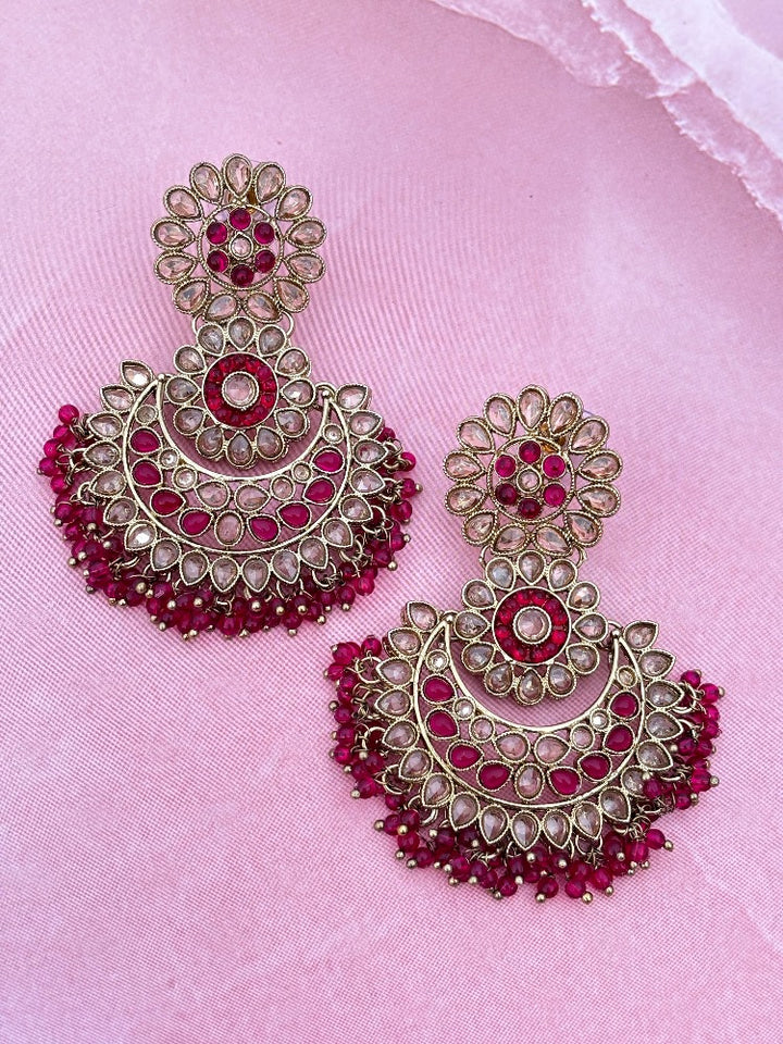 Rani Pink American Diamond Chandbalis