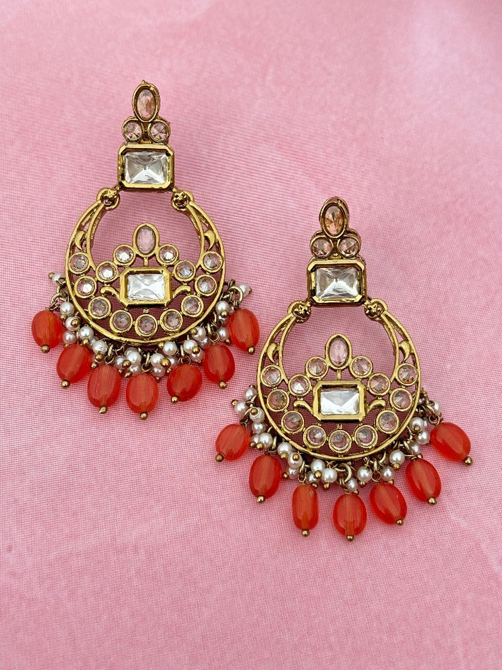 Coral Kundan Chandbalis