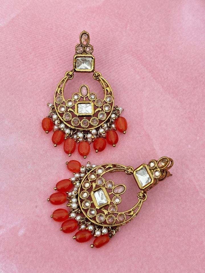 Coral Kundan Chandbalis