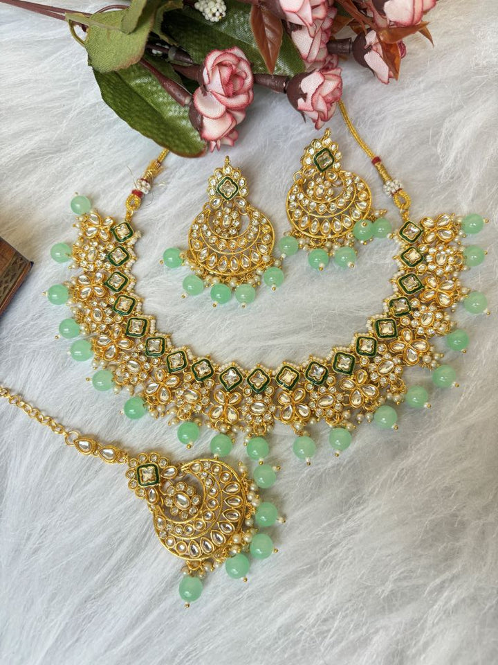 Mint Green Kundan Necklace set