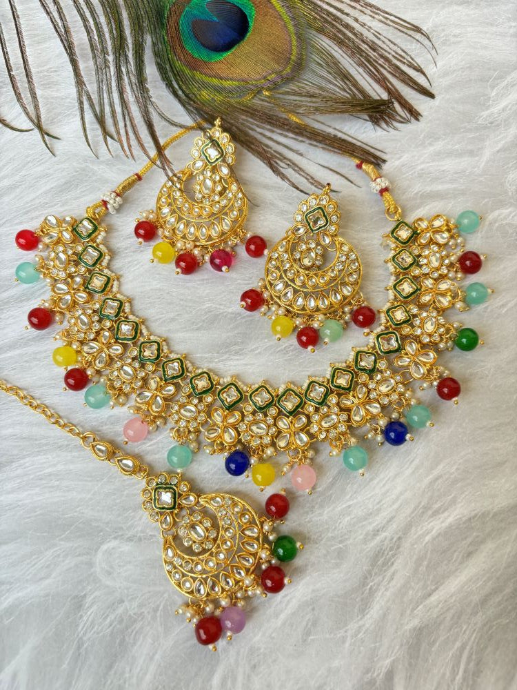 Multi colour Kundan Necklace set