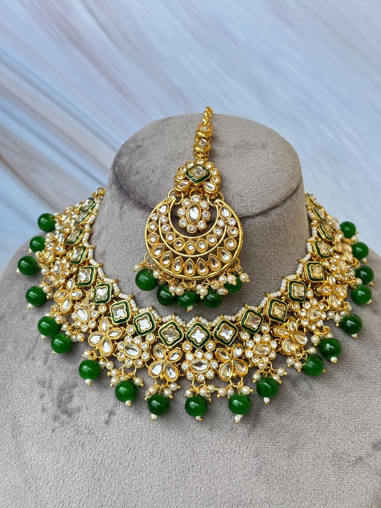 Emerald Kundan Necklace set