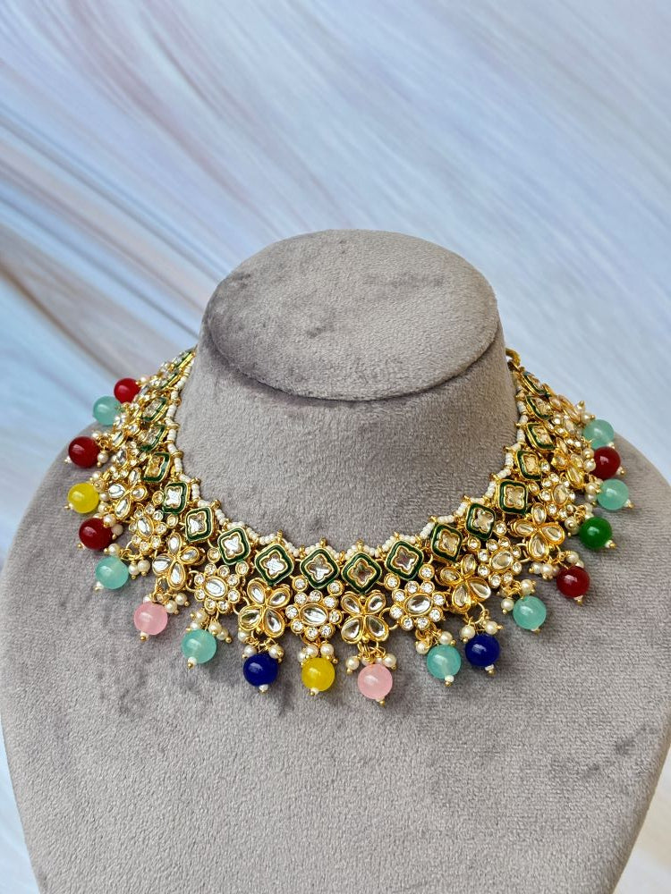 Multi colour Kundan Necklace set