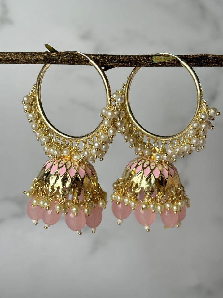 Baby Pink Ring Jhumkas