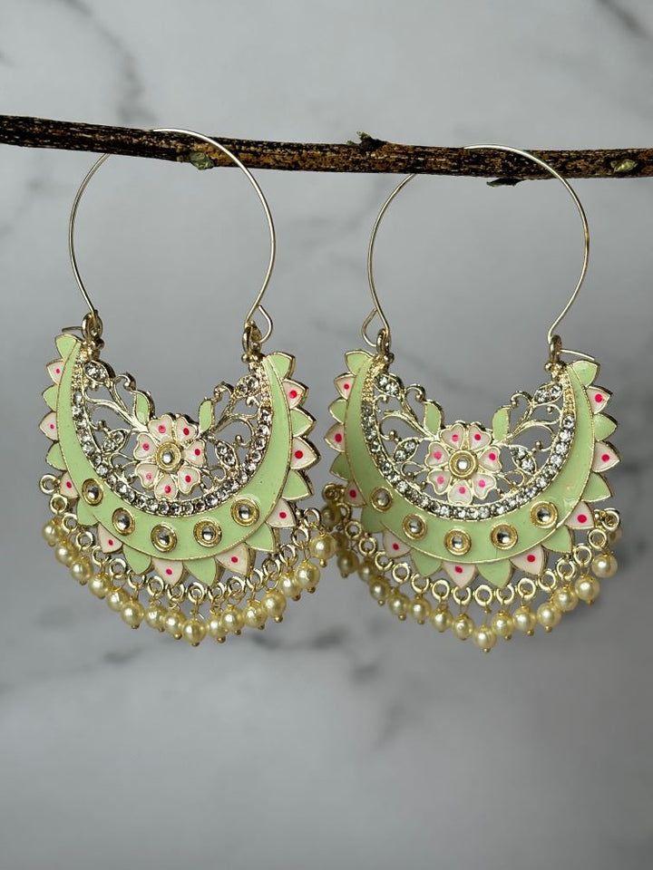 Light Green Meenakari Hoops