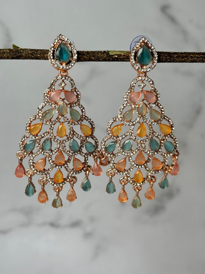 Multi coloured American Diamond Earrings